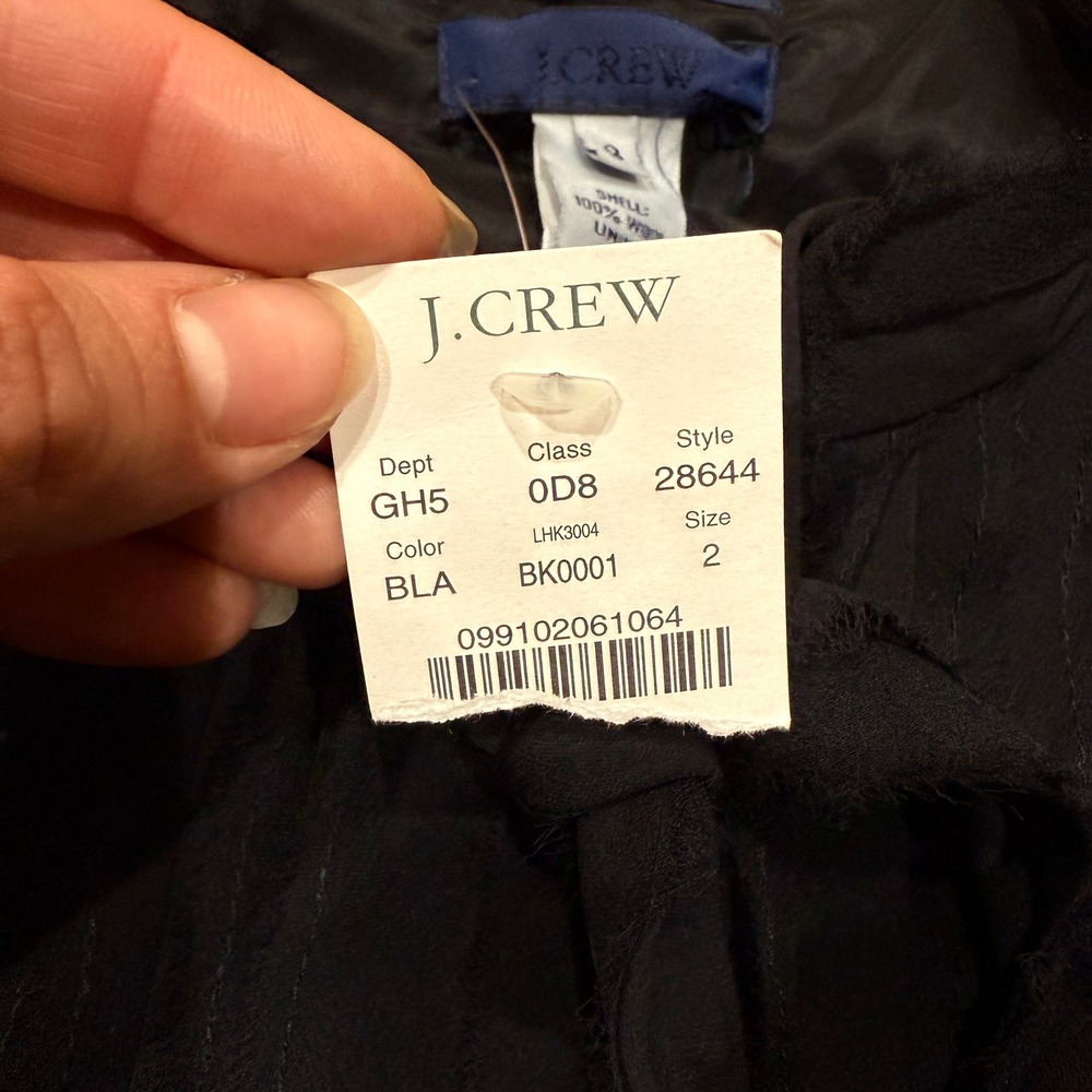 J CREW Tuxedo Dress Women 2 Super 120s Wool Silk Tie Neck Black NWT Career Work - Picture 10 of 10